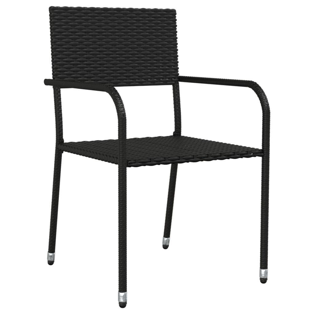 -Delige Tuinset Poly Rattan En Staal Zwart 5 160 cm tafellengte