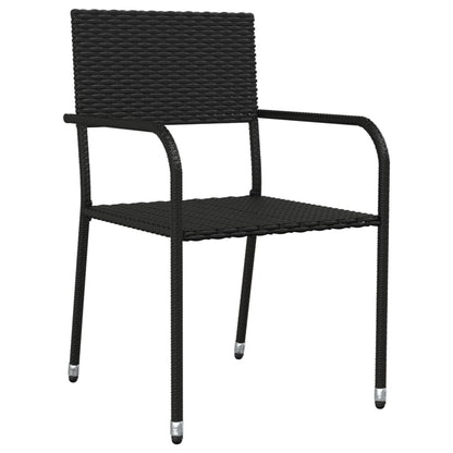 -Delige Tuinset Poly Rattan En Staal Zwart 5 160 cm tafellengte