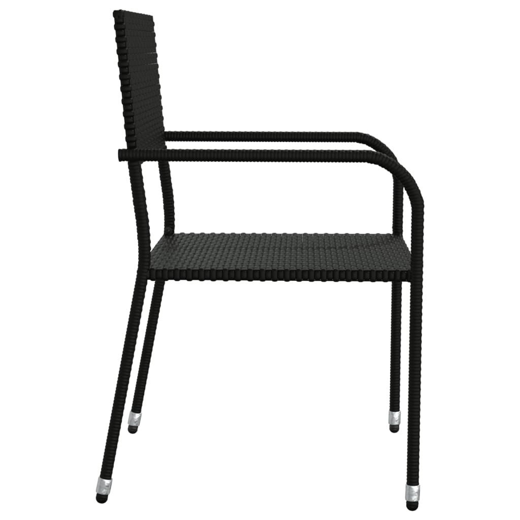 -Delige Tuinset Poly Rattan En Staal Zwart 5 160 cm tafellengte