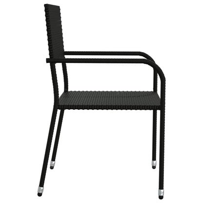 -Delige Tuinset Poly Rattan En Staal Zwart 5 160 cm tafellengte