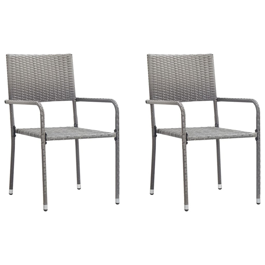 3-Delige Tuinset Poly Rattan En Staal Grijs En Zwart 2