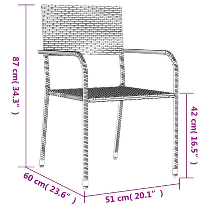 3-Delige Tuinset Poly Rattan En Staal Grijs En Zwart 2