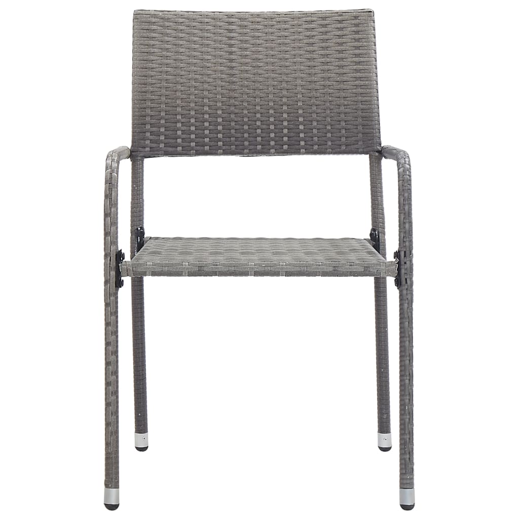3-Delige Tuinset Poly Rattan En Staal Grijs En Zwart 2