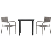 3-Delige Tuinset Poly Rattan En Staal Grijs En Zwart 2 80 cm tafellengte