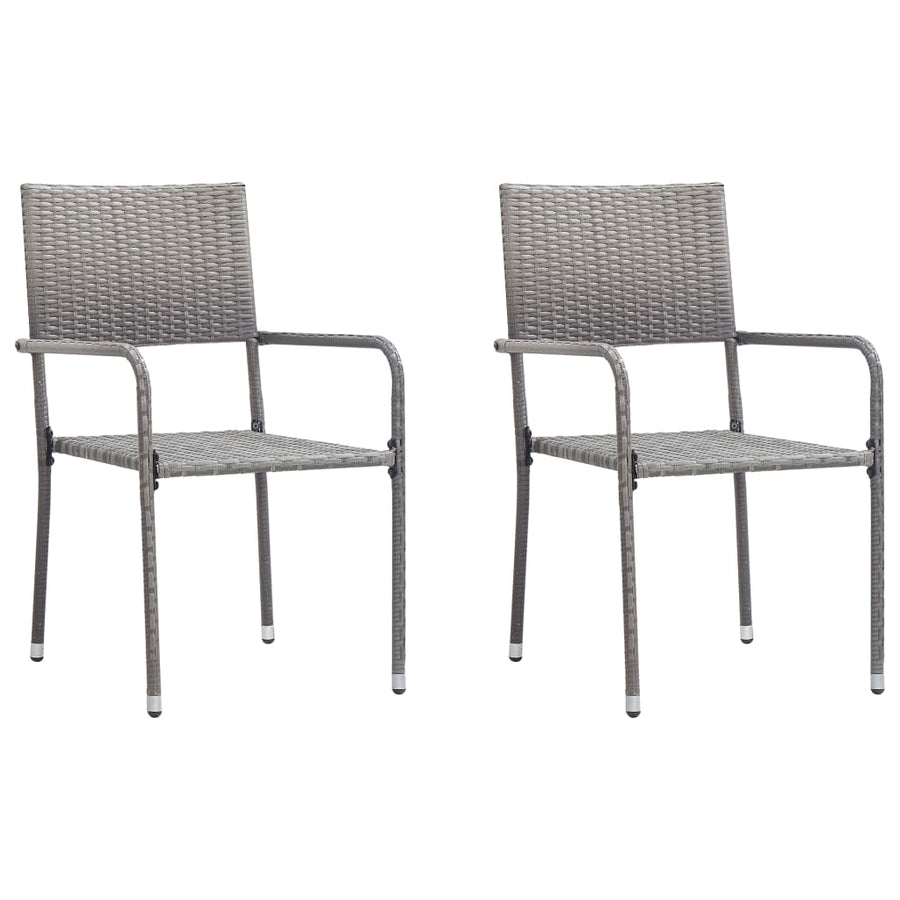 3-Delige Tuinset Poly Rattan En Staal Grijs En Zwart 2 80 cm tafellengte