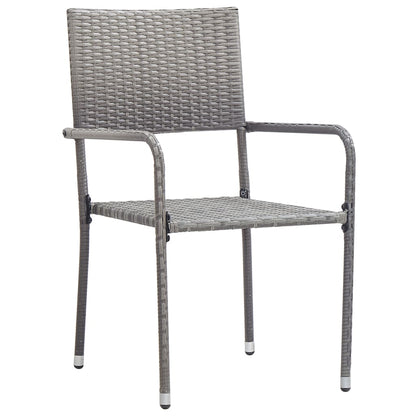 3-Delige Tuinset Poly Rattan En Staal Grijs En Zwart 2 80 cm tafellengte