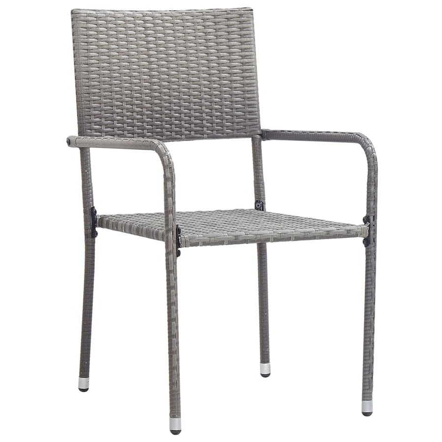 3-Delige Tuinset Poly Rattan En Staal Grijs En Zwart 2 80 cm tafellengte