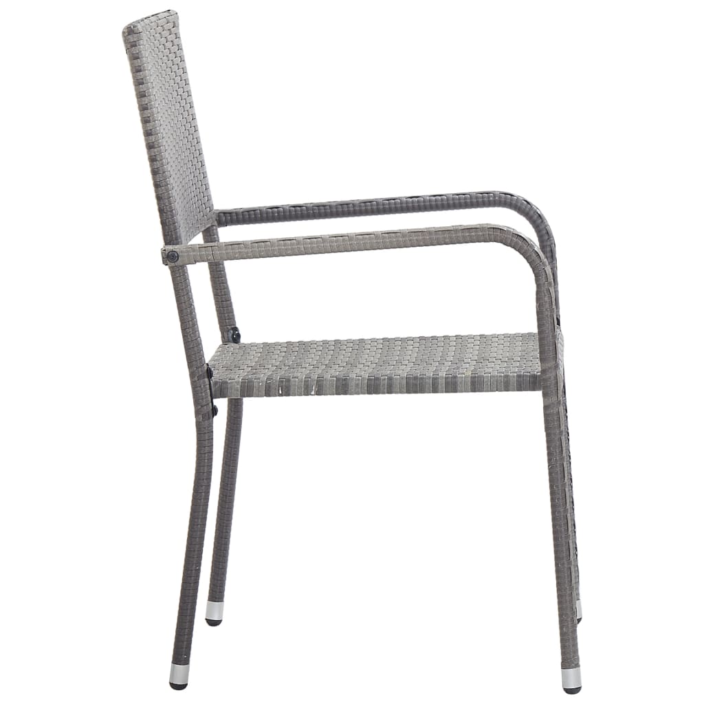 3-Delige Tuinset Poly Rattan En Staal Grijs En Zwart 2 80 cm tafellengte