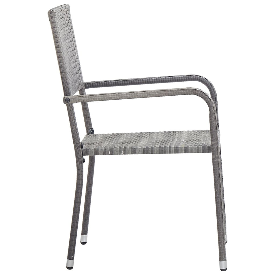 3-Delige Tuinset Poly Rattan En Staal Grijs En Zwart 2 80 cm tafellengte