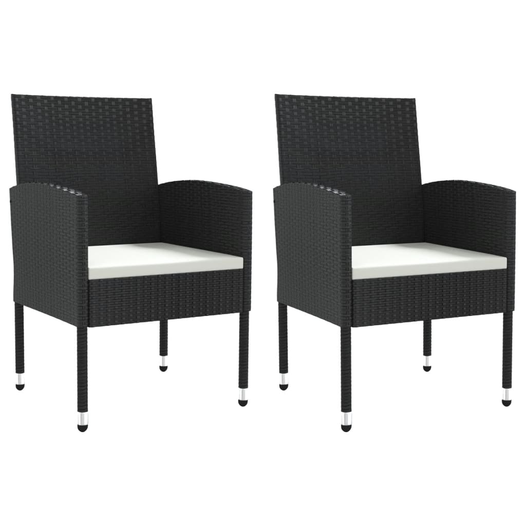 3-delige Tuinset poly rattan en staal zwart