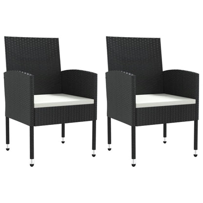 3-delige Tuinset poly rattan en staal zwart