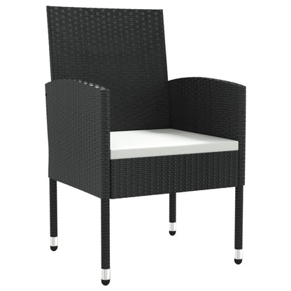 3-delige Tuinset poly rattan en staal zwart