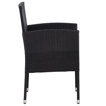 3-delige Tuinset poly rattan en staal zwart