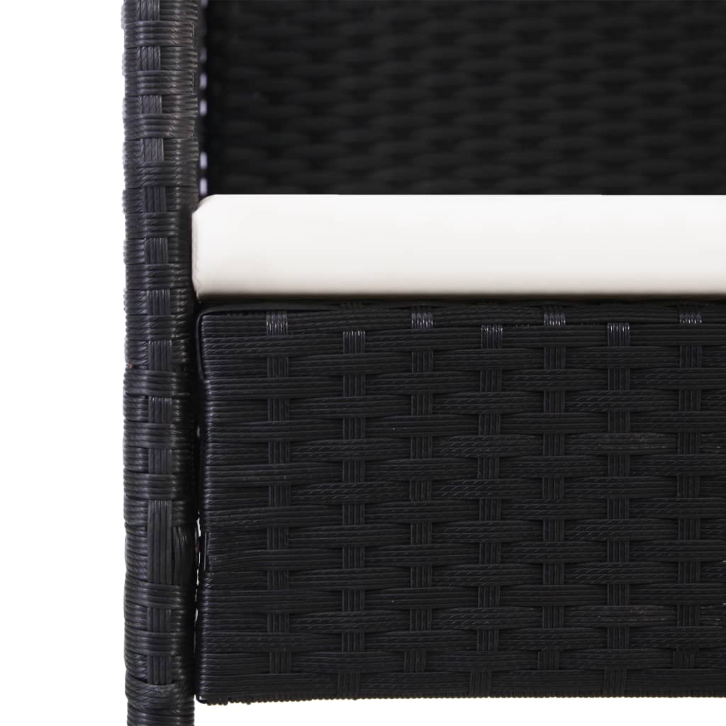 3-delige Tuinset poly rattan en staal zwart
