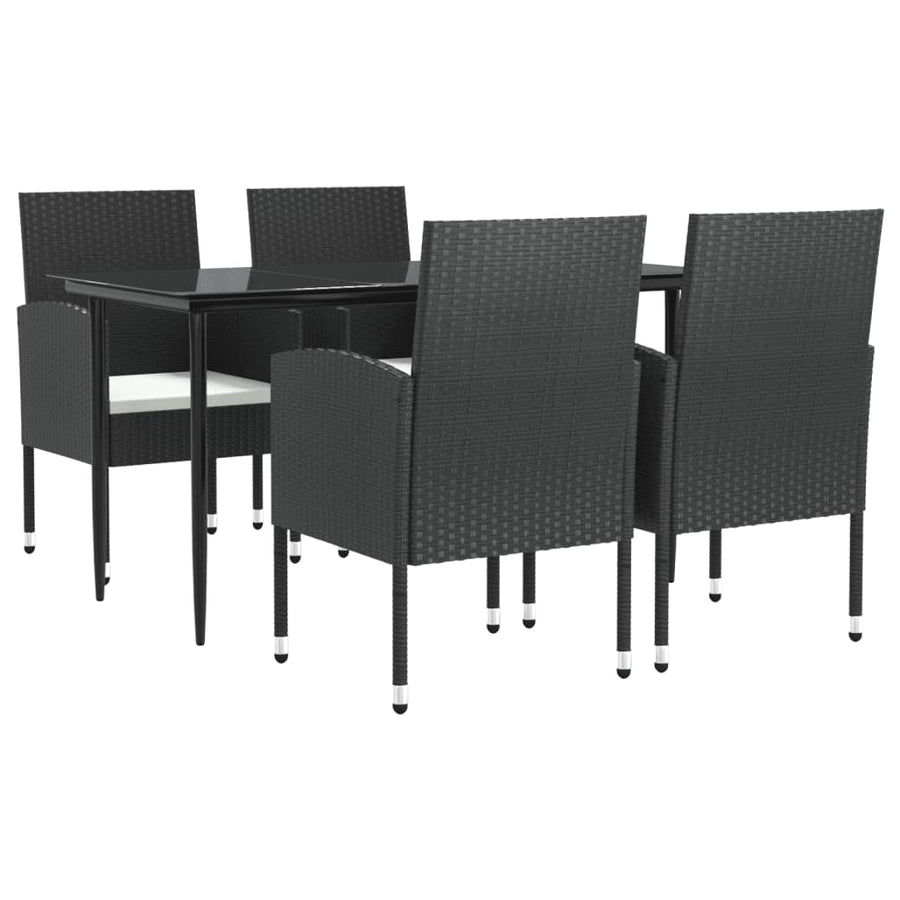 5-delige Tuinset poly rattan en staal zwart
