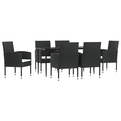 -Delige Tuinset Poly Rattan En Staal Zwart 7 160 cm tafellengte