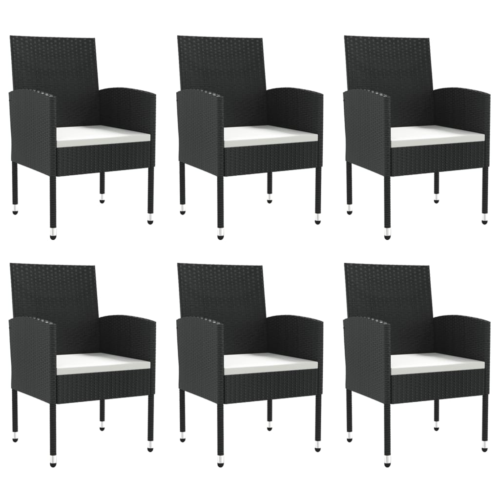 -Delige Tuinset Poly Rattan En Staal Zwart 7 160 cm tafellengte