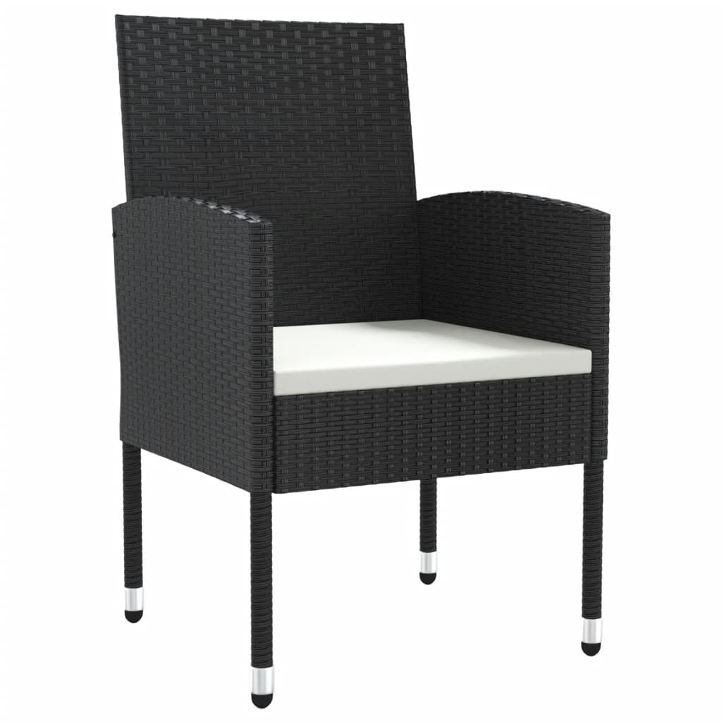 -Delige Tuinset Poly Rattan En Staal Zwart 7 160 cm tafellengte
