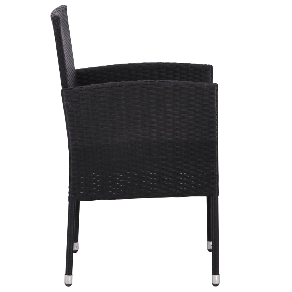 -Delige Tuinset Poly Rattan En Staal Zwart 7 160 cm tafellengte
