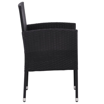 -Delige Tuinset Poly Rattan En Staal Zwart 7 160 cm tafellengte