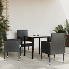 Tuinset 5-delig poly rattan staal zwart