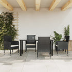 Tuinset 5-delig poly rattan staal zwart