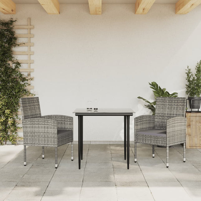 -Delige Tuinset Poly Rattan En Staal Grijs En Zwart 3 80 cm tafellengte