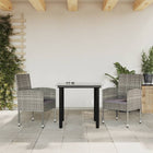 -Delige Tuinset Poly Rattan En Staal Grijs En Zwart 3 80 cm tafellengte