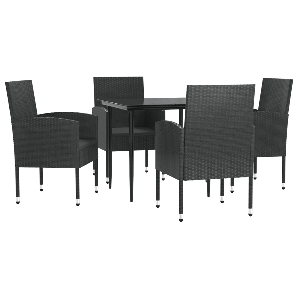 5-Delige Tuinset Poly Rattan En Staal Zwart 4