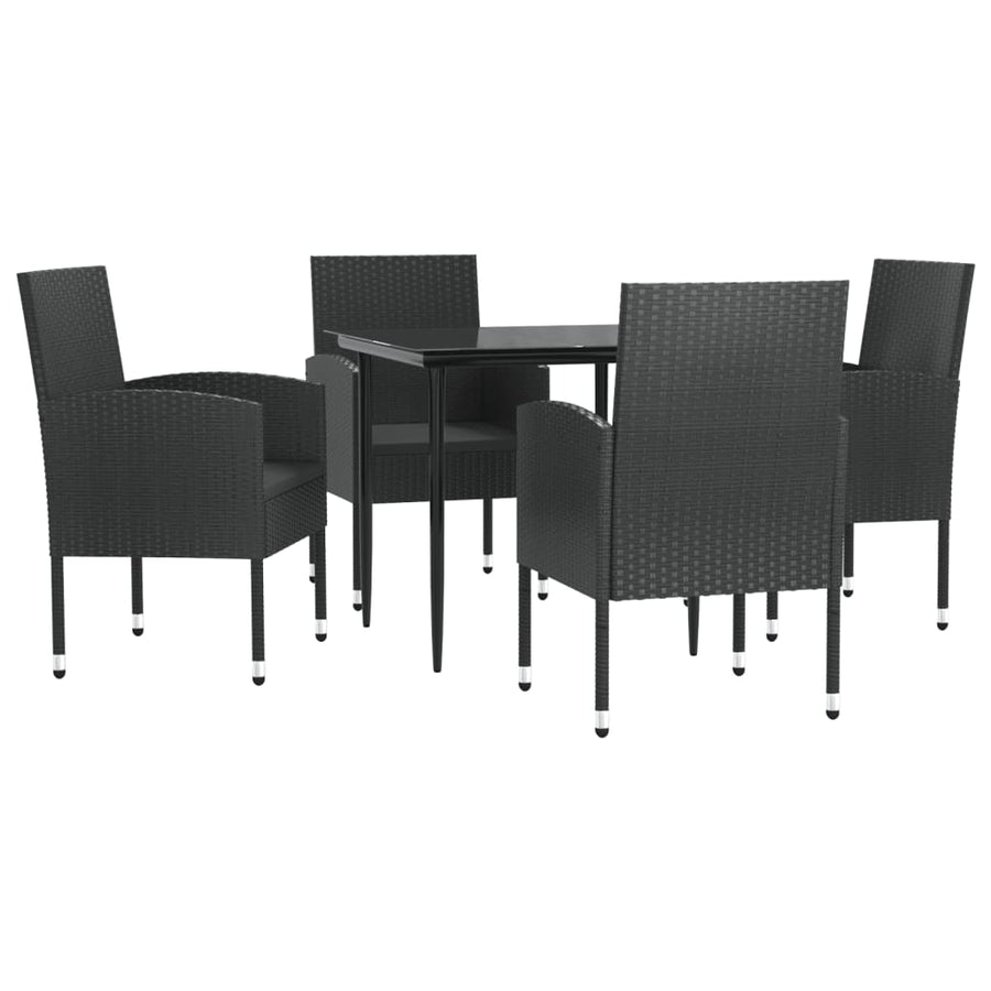 5-Delige Tuinset Poly Rattan En Staal Zwart 4