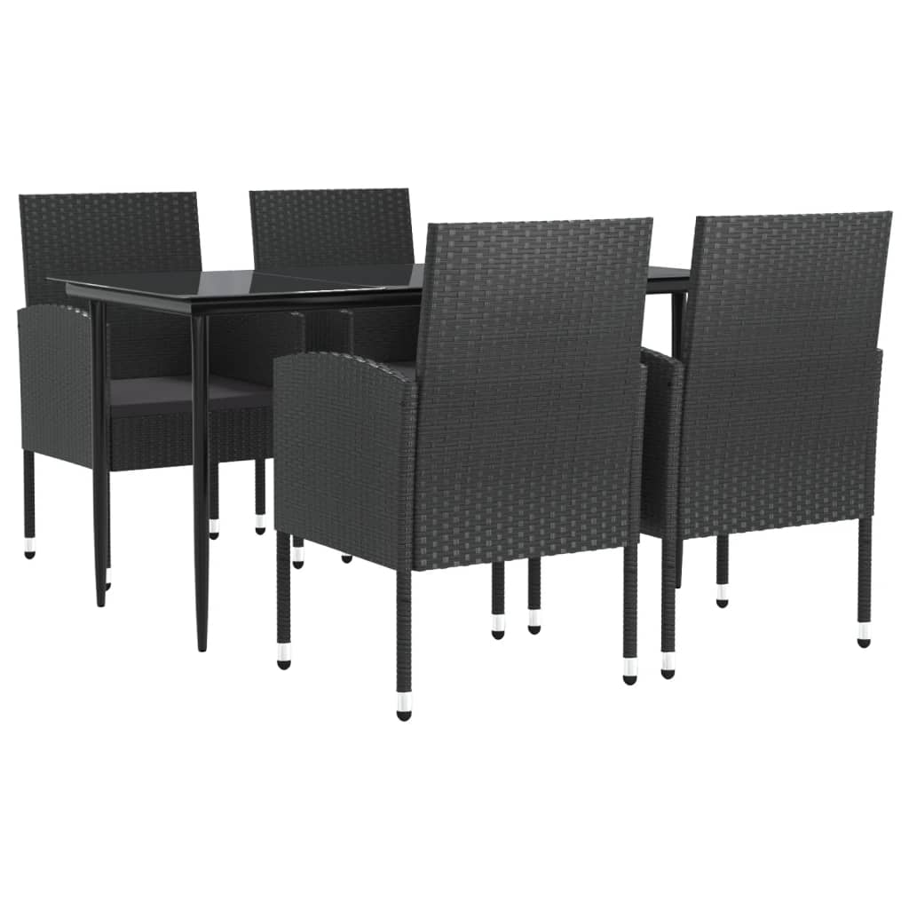 Tuinset Poly Rattan En Staal Zwart 5