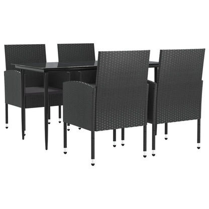Tuinset Poly Rattan En Staal Zwart 5