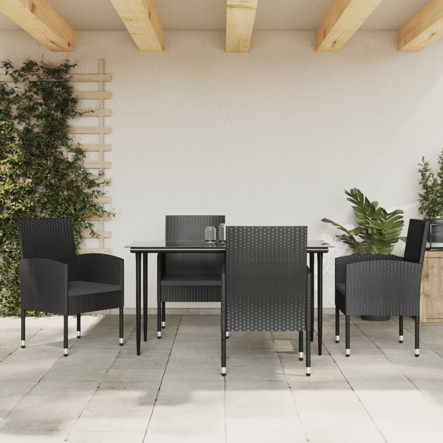 Tuinset Poly Rattan En Staal Zwart 5