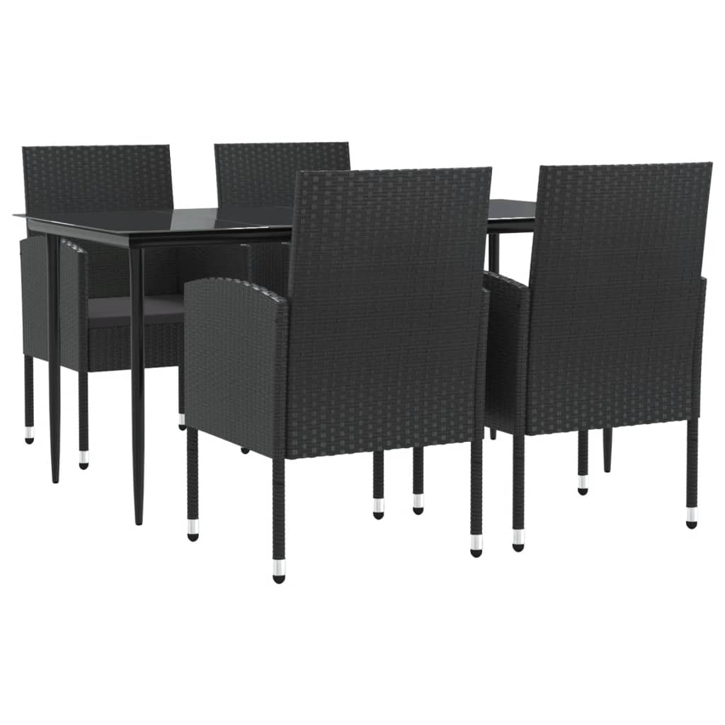 -Delige Tuinset Poly Rattan En Staal Zwart 5 160 cm tafellengte