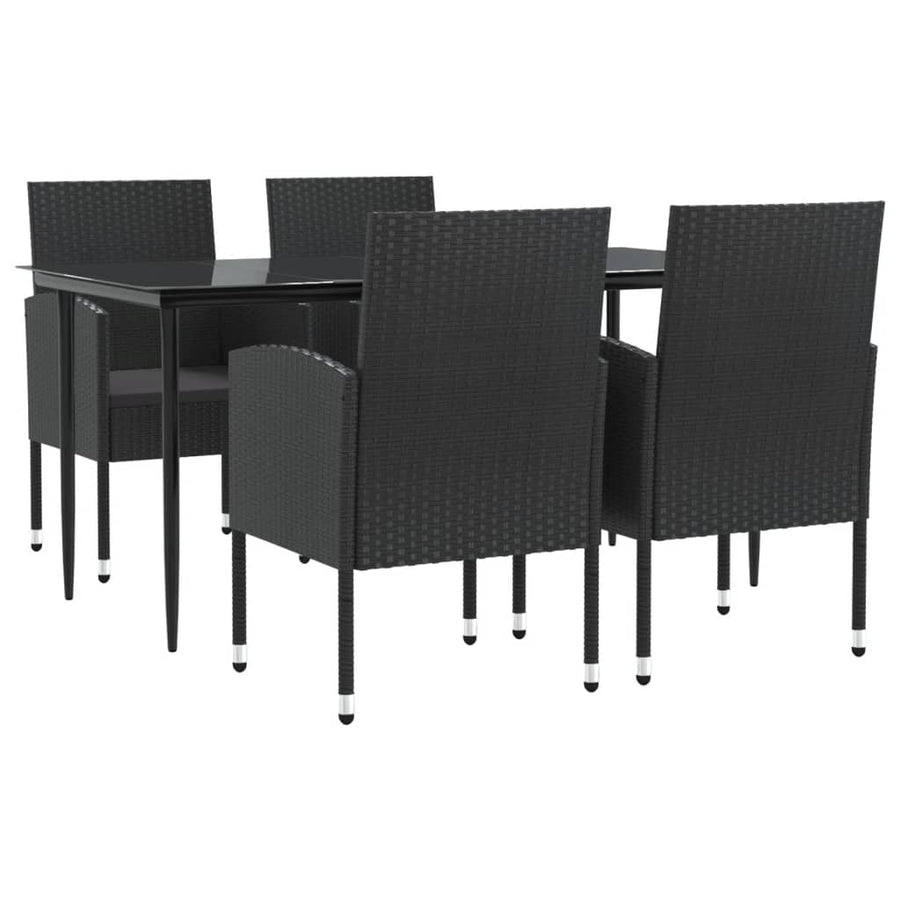 -Delige Tuinset Poly Rattan En Staal Zwart 5 160 cm tafellengte