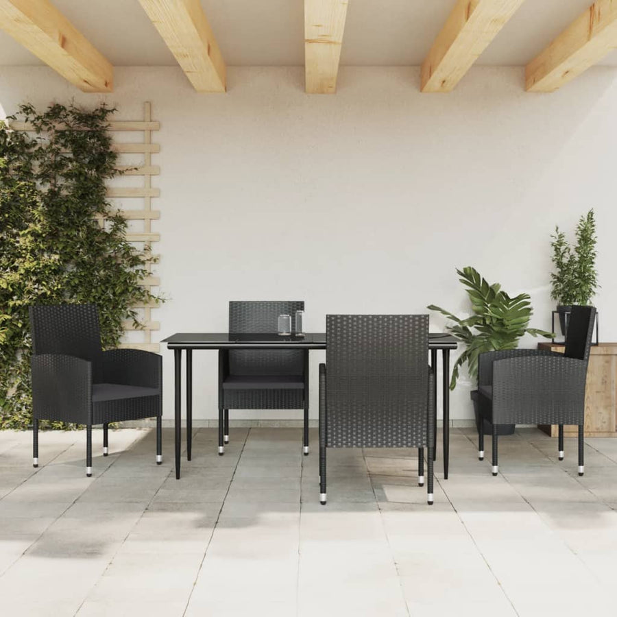 -Delige Tuinset Poly Rattan En Staal Zwart 5 160 cm tafellengte