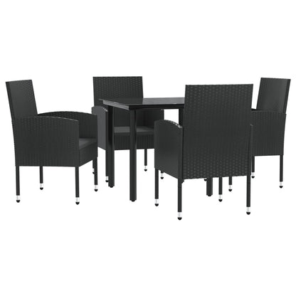 5-Delige Tuinset Poly Rattan En Staal Zwart 4 80 cm tafellengte