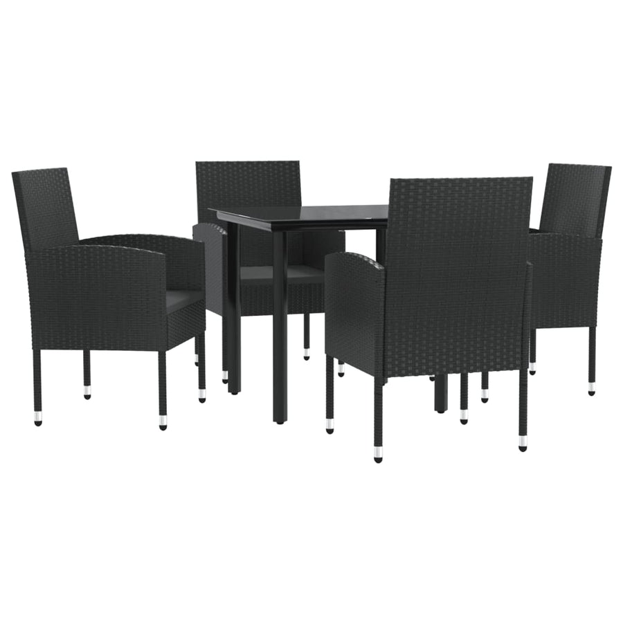 5-Delige Tuinset Poly Rattan En Staal Zwart 4 80 cm tafellengte