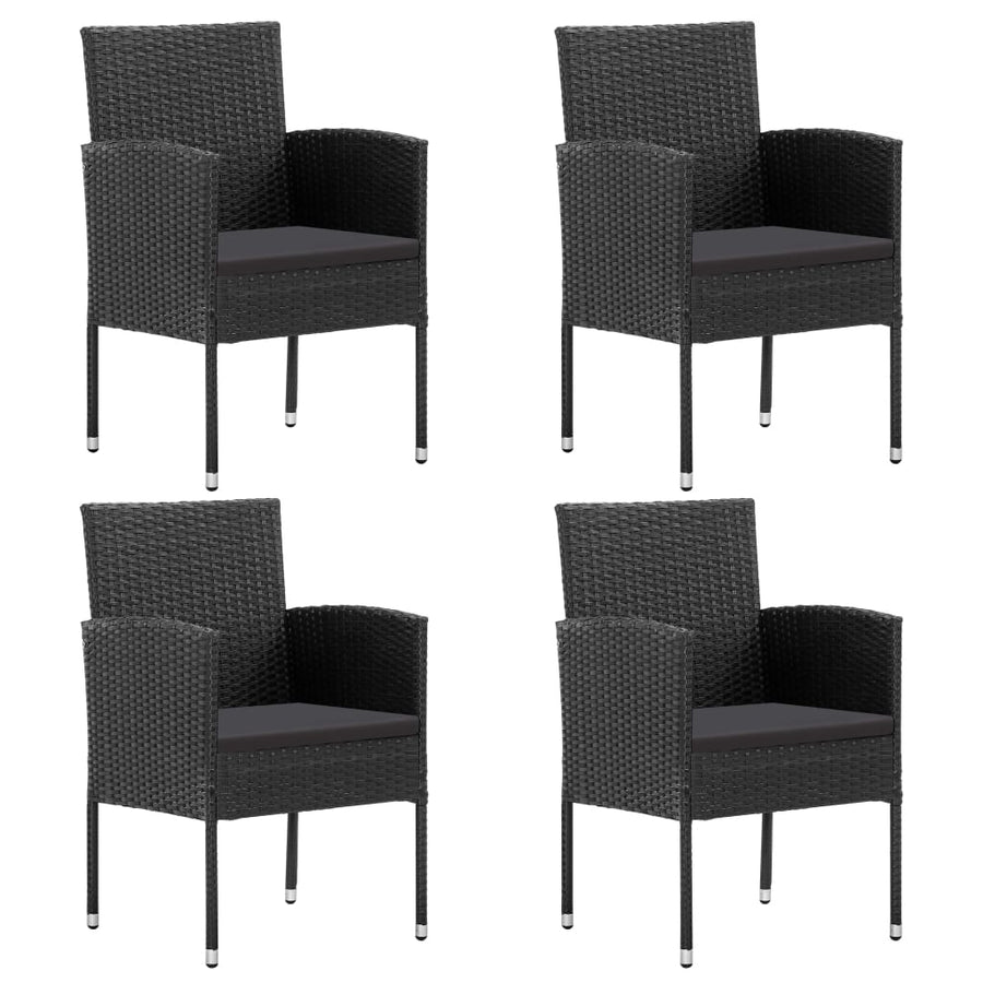 5-Delige Tuinset Poly Rattan En Staal Zwart 4 80 cm tafellengte