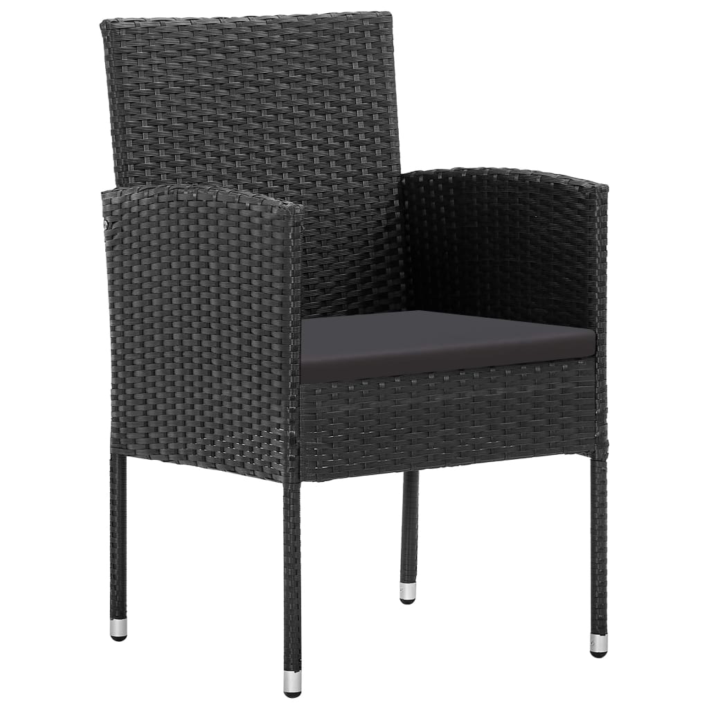 5-Delige Tuinset Poly Rattan En Staal Zwart 4 80 cm tafellengte