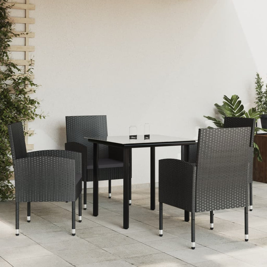 5-Delige Tuinset Poly Rattan En Staal Zwart 4 80 cm tafellengte