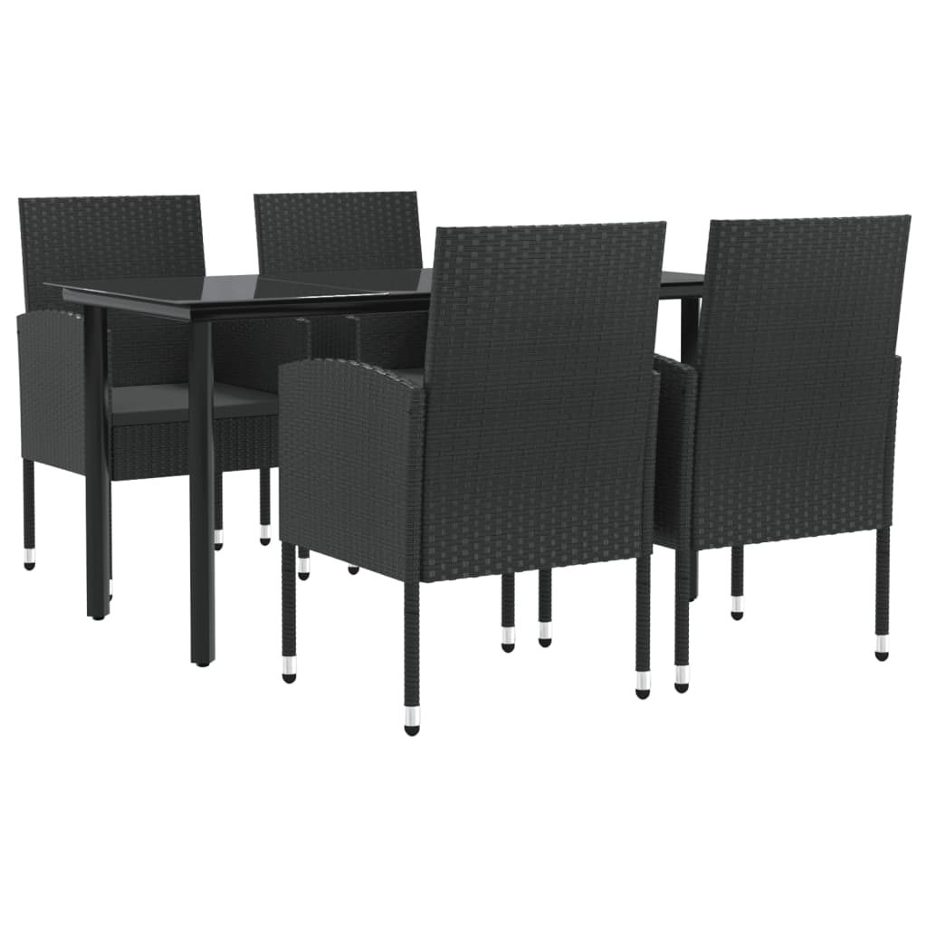 5-Delige Tuinset Poly Rattan En Staal Zwart 4