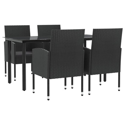 -Delige Tuinset Poly Rattan En Staal Zwart 5 160 cm tafellengte