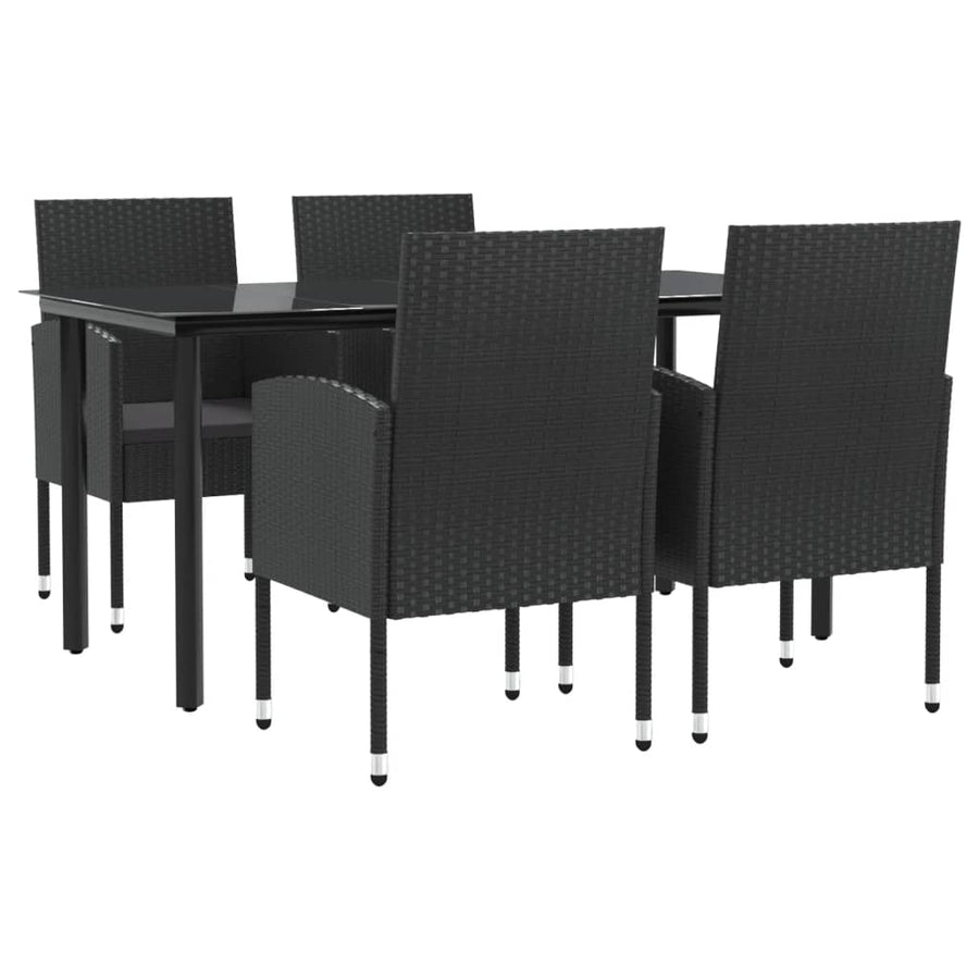 -Delige Tuinset Poly Rattan En Staal Zwart 5 160 cm tafellengte