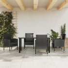 Tuinset 5-delig poly rattan staal zwart 160x80x74 cm