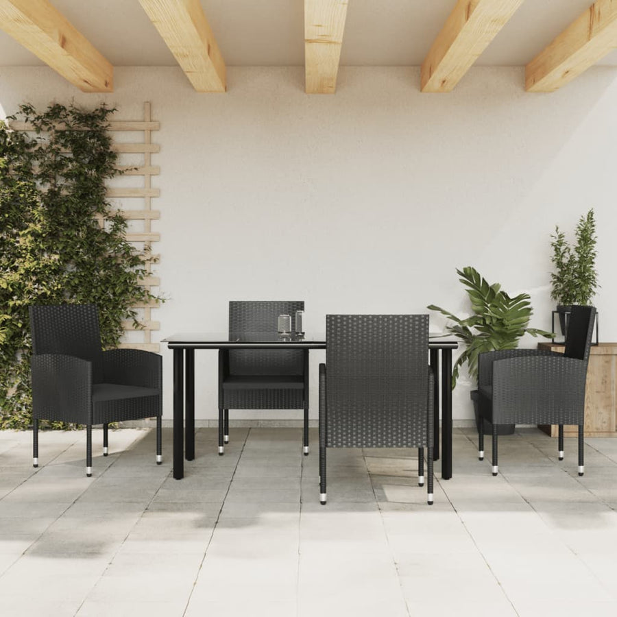 -Delige Tuinset Poly Rattan En Staal Zwart 5 160 cm tafellengte