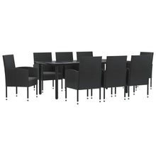 9-Delige Tuinset Poly Rattan En Staal Zwart 8 200 cm tafellengte