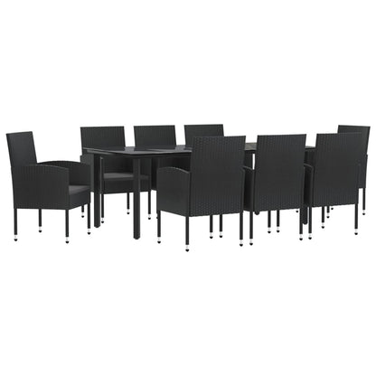 9-Delige Tuinset Poly Rattan En Staal Zwart 8 200 cm tafellengte