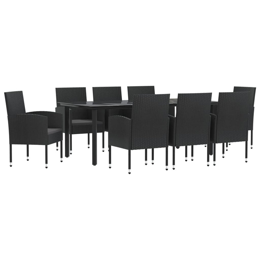 9-Delige Tuinset Poly Rattan En Staal Zwart 8 200 cm tafellengte