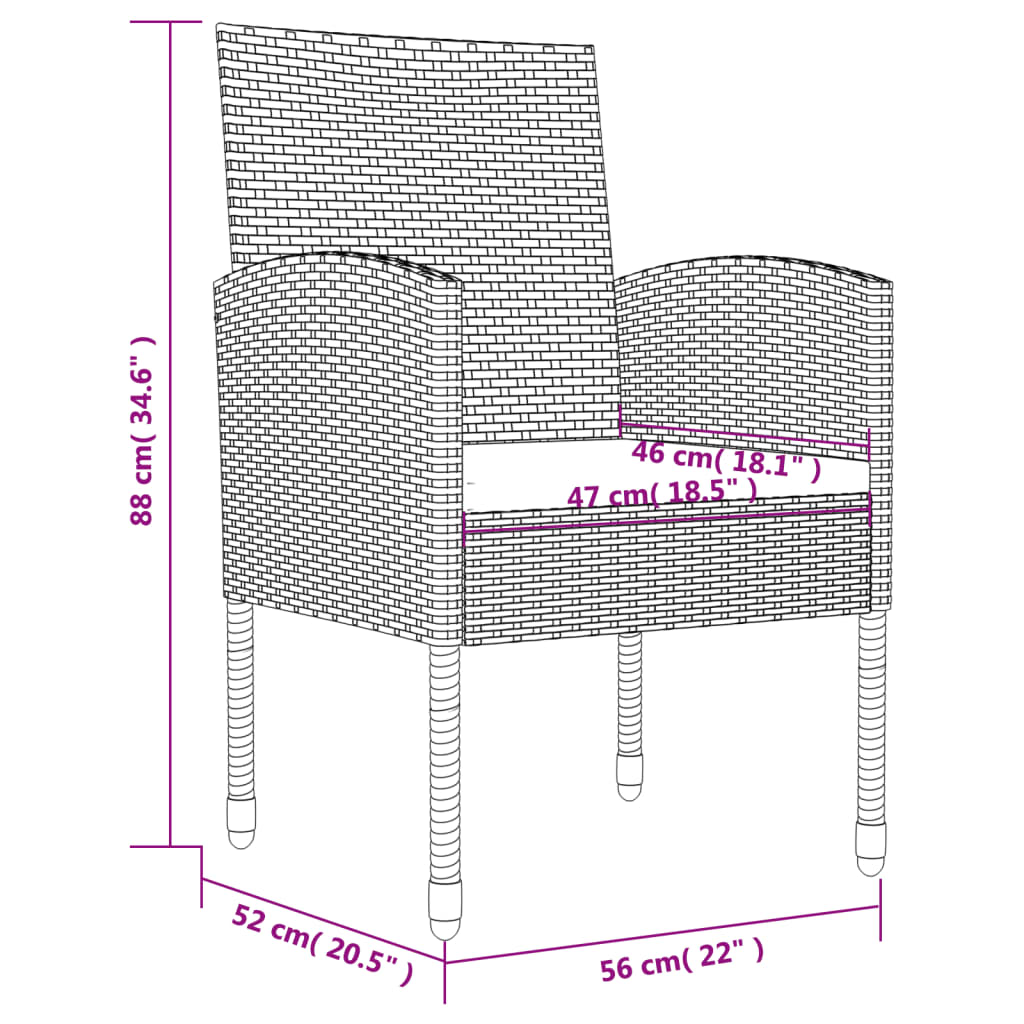 9-Delige Tuinset Poly Rattan En Staal Zwart 8 200 cm tafellengte